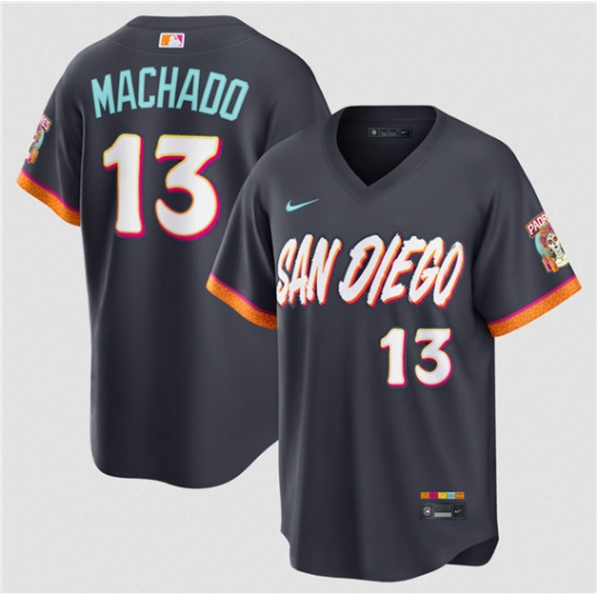 Men's San Diego Padres #13 Manny Machado Obsidian 2026 City Connect Stadium Limited Stitched Baseball Jersey