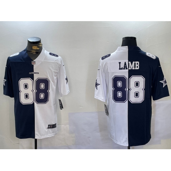 Men's Dallas Cowboys #88 CeeDee Lamb Navy And White Split Stitched Jersey - Ujersey