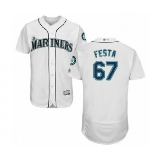 Men's Seattle Mariners #67 Matt Festa White Home Flex Base Authentic Collection Baseball Player Jersey