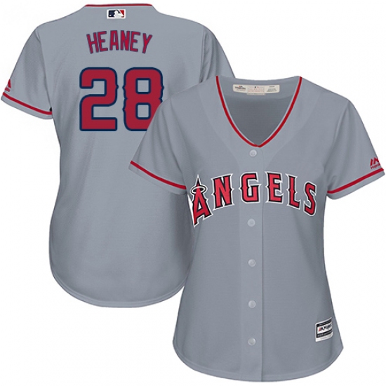 Women's Majestic Los Angeles Angels of Anaheim #28 Andrew Heaney Authentic Grey Road Cool Base MLB Jersey - Ujersey