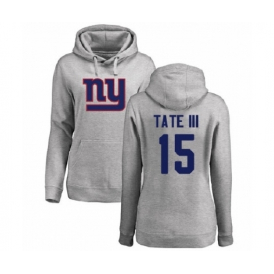 Football Women's New York Giants #15 Golden Tate III Ash Name & Number Logo Pullover Hoodie - Ujersey