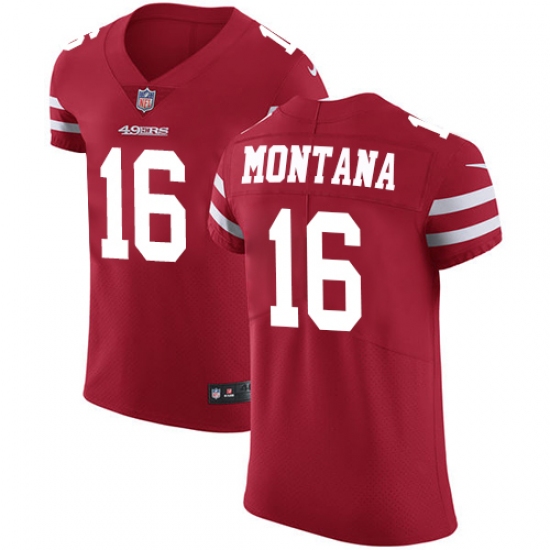 Men's Nike San Francisco 49ers #16 Joe Montana Red Team Color Vapor Untouchable Elite Player NFL Jersey - Ujersey