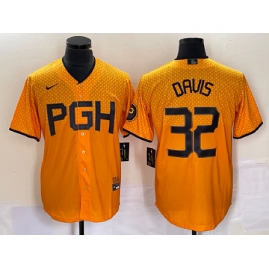 Men's Nike Pittsburgh Pirates #32 Henry Davis Yellow 2023 City Connect Stitched Jersey - Ujersey