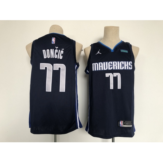 Men's Dallas Mavericks #77 Luka Doncic Authentic Navy Finished Basketball Jersey - Ujersey