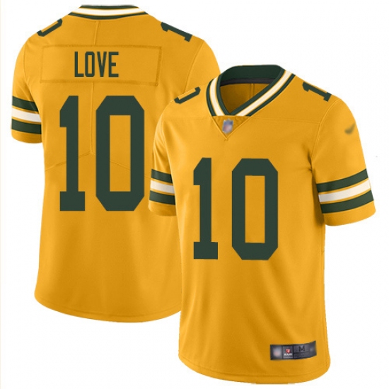 Men's Green Bay Packers #10 Jordan Love Gold Stitched NFL Limited Inverted Legend Jersey - Ujersey