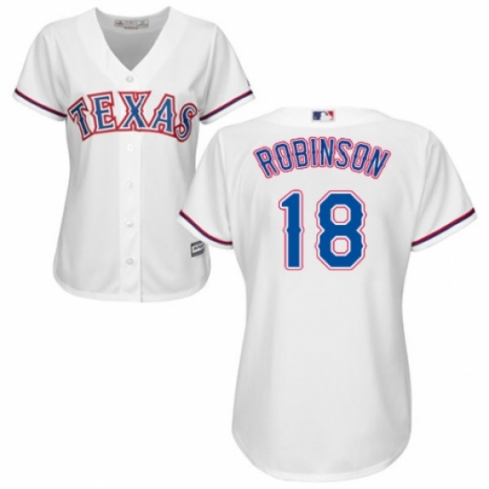 Women's Majestic Texas Rangers #18 Drew Robinson Authentic White Home Cool Base MLB Jersey - Ujersey