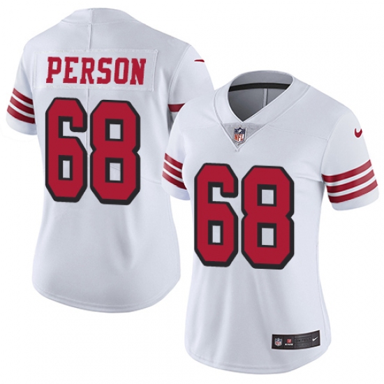 Women Nike San Francisco 49ers #68 Mike Person Limited White Rush Vapor Untouchable NFL Jersey - Ujersey