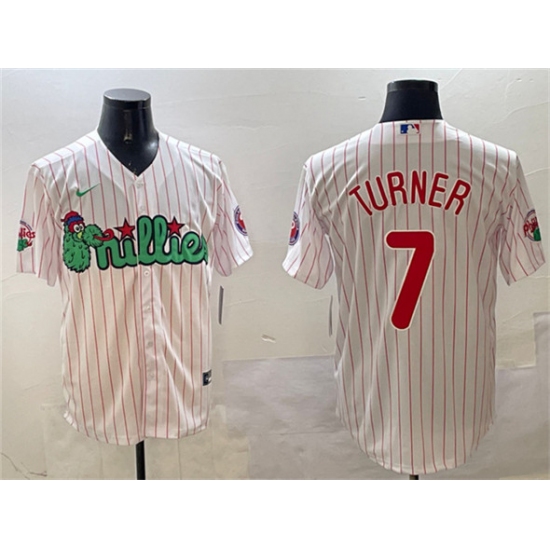 Men's Philadelphia Phillies #7 Trea Turner White Phanatic Cool Base Stitched Jersey - Ujersey