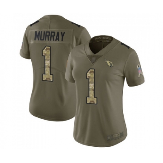 Women's Arizona Cardinals #1 Kyler Murray Limited Olive Camo 2017 Salute to Service Football Jersey - Ujersey