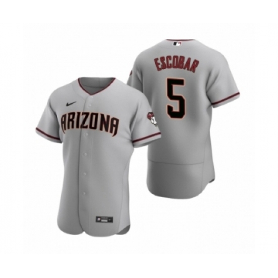 Men's Arizona Diamondbacks #5 Eduardo Escobar Nike Gray Authentic 2020 Road Jersey - Ujersey