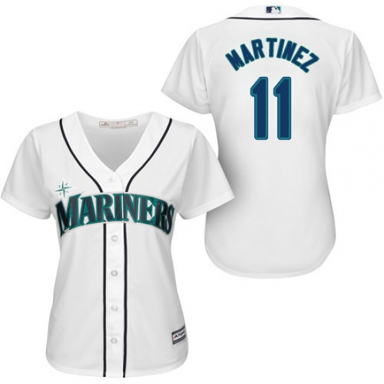 Women's Majestic Seattle Mariners #11 Edgar Martinez Replica White Home Cool Base MLB Jersey - Ujersey