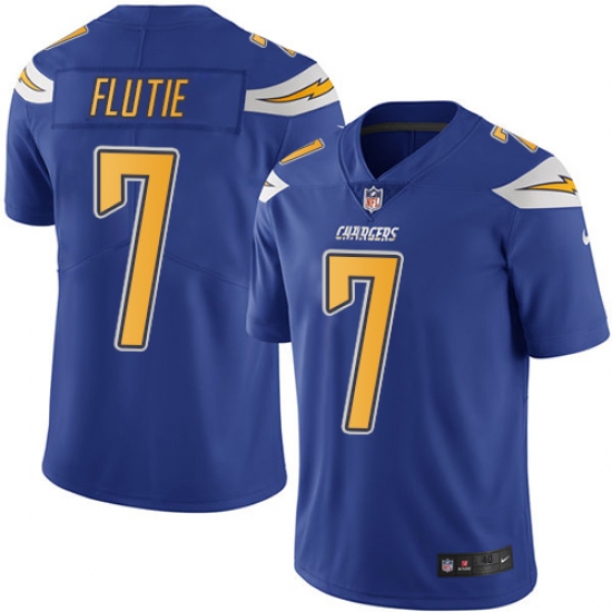 Men's Nike Los Angeles Chargers #7 Doug Flutie Elite Electric Blue Rush Vapor Untouchable NFL Jersey - Ujersey