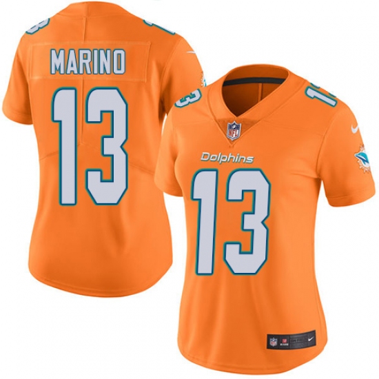 Women's Nike Miami Dolphins #13 Dan Marino Limited Orange Rush Vapor Untouchable NFL Jersey - Ujersey