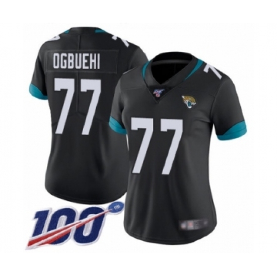 Women's Jacksonville Jaguars #77 Cedric Ogbuehi Black Team Color Vapor Untouchable Limited Player 100th Season Football Jersey - Ujersey