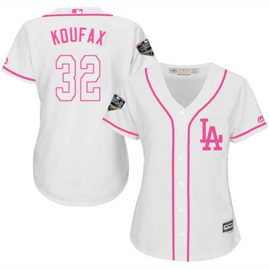 Women's Majestic Los Angeles Dodgers #32 Sandy Koufax Authentic White Fashion Cool Base 2018 World Series MLB Jersey - Ujersey