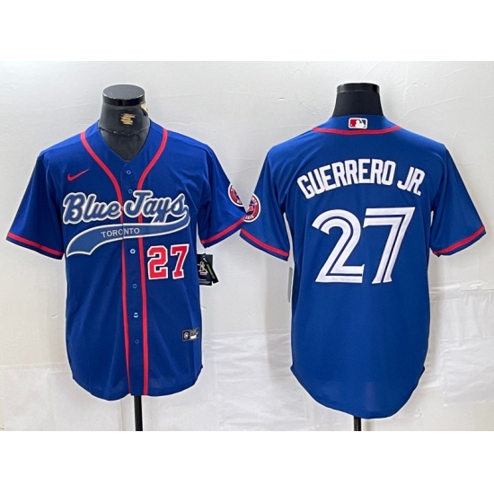 Mens Toronto Blue Jays #27 Vladimir Guerrero Jr Blue Cool Base Stitched Baseball Jersey - Ujersey