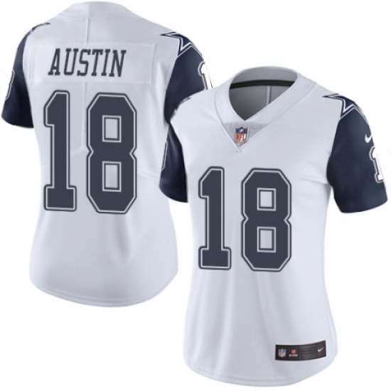 Women's Nike Dallas Cowboys #18 Tavon Austin Limited White Rush Vapor Untouchable NFL Jersey - Ujersey