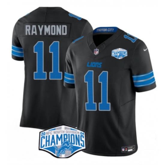 Men's Detroit Lions #11 Kalif Raymond Black 2024 NFC North Champions F.U.S.E. Vapor Limited Stitched Jersey - Ujersey