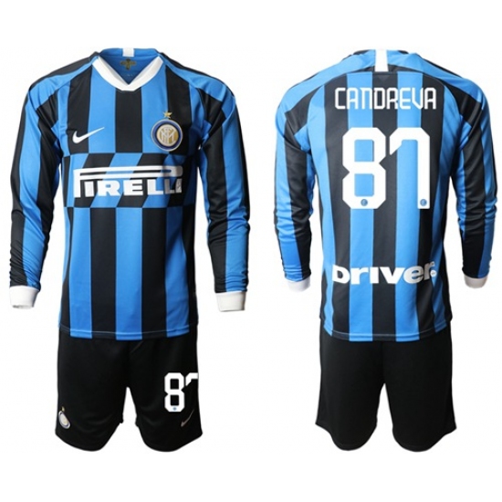 Inter Milan #87 Candreva Home Long Sleeves Soccer Club Jersey