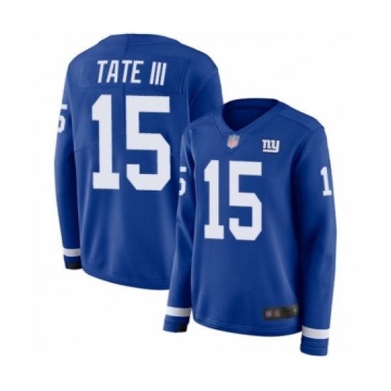 Women's New York Giants #15 Golden Tate III Limited Royal Blue Therma Long Sleeve Football Jersey - Ujersey