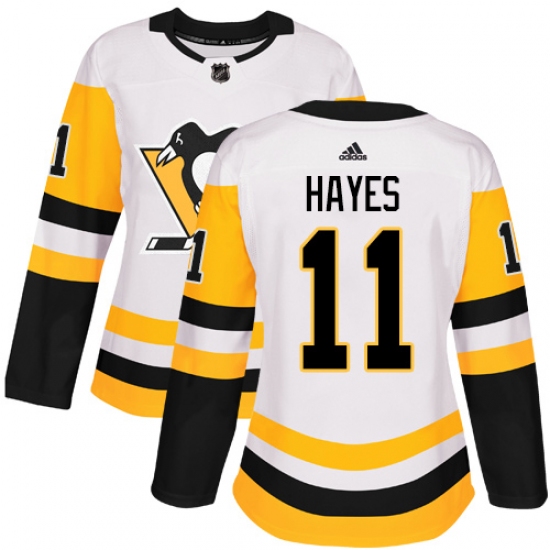 Women's Adidas Pittsburgh Penguins #11 Jimmy Hayes Authentic White Away NHL Jersey - Ujersey