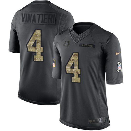 Youth Nike Indianapolis Colts #4 Adam Vinatieri Limited Black 2016 Salute to Service NFL Jersey - Ujersey