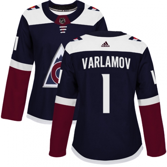 Women's Adidas Colorado Avalanche #1 Semyon Varlamov Premier Navy Blue Alternate NHL Jersey - Ujersey
