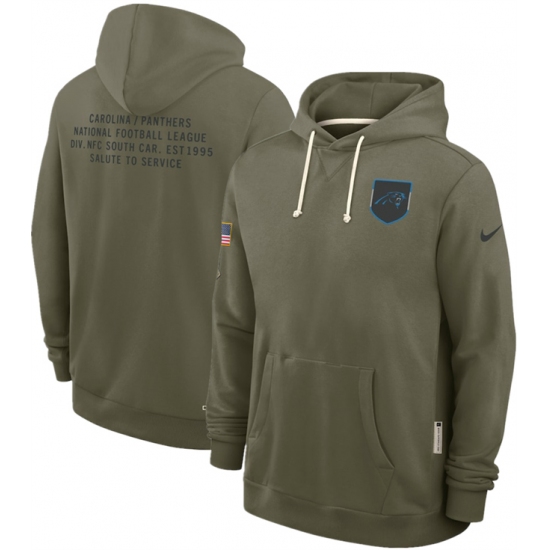Men's Carolina Panthers Olive 2025 Salute to Service Pullover Hoodie - Ujersey