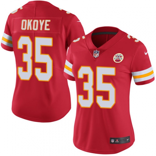 Women's Nike Kansas City Chiefs #35 Christian Okoye Red Team Color Vapor Untouchable Limited Player NFL Jersey - Ujersey