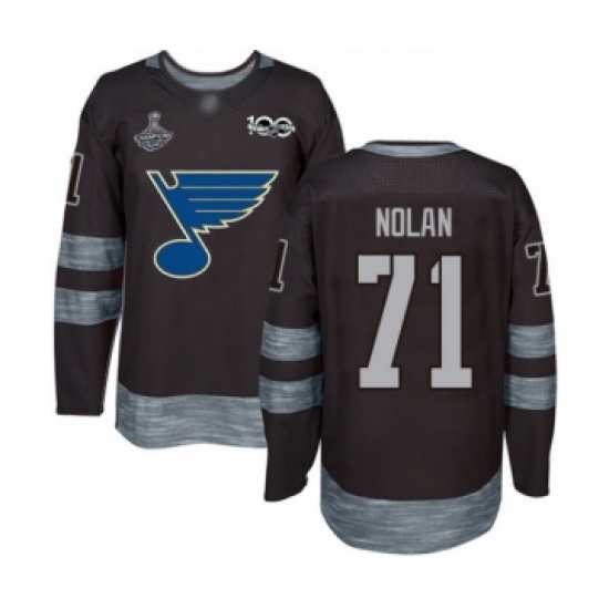 Men's St. Louis Blues #71 Jordan Nolan Authentic Black 1917-2017 100th Anniversary 2019 Stanley Cup Champions Hockey Jersey - Ujersey