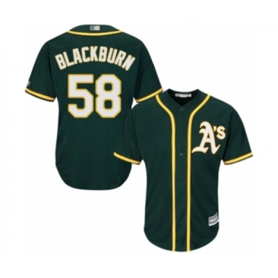 Youth Oakland Athletics #58 Paul Blackburn Authentic Green Alternate 1 Cool Base Baseball Player Jersey - Ujersey