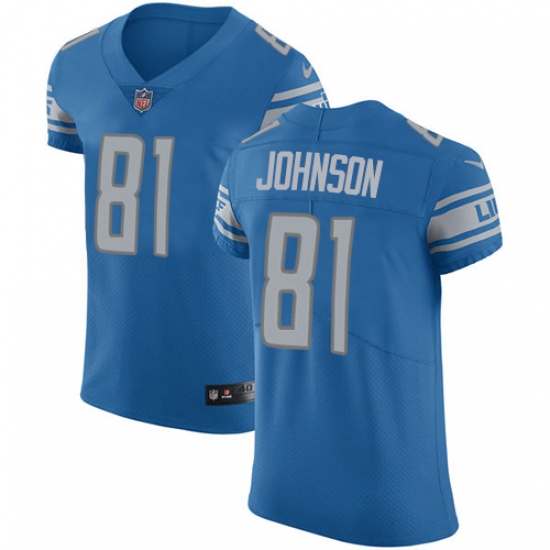 Men's Nike Detroit Lions #81 Calvin Johnson Light Blue Team Color Vapor Untouchable Elite Player NFL Jersey - Ujersey