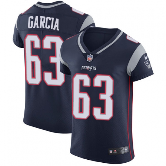 Men's Nike New England Patriots #63 Antonio Garcia Navy Blue Team Color Vapor Untouchable Elite Player NFL Jersey - Ujersey