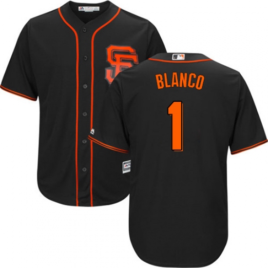 Youth Majestic San Francisco Giants #1 Gregor Blanco Replica Black Alternate Cool Base MLB Jersey - Ujersey