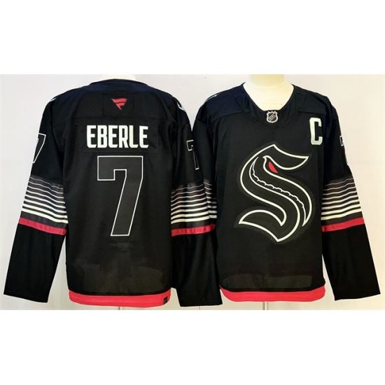 Men's Seattle Kraken #7 Jordan Eberle Black 2026 Alternate Stitched Hockey Jersey - Ujersey