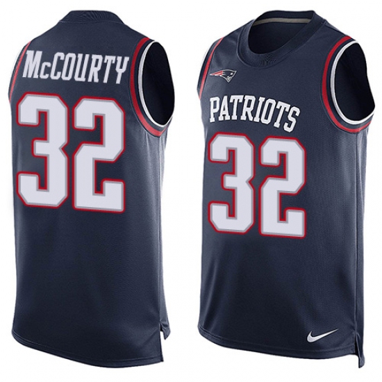 Men's Nike New England Patriots #32 Devin McCourty Limited Navy Blue Player Name & Number Tank Top NFL Jersey - Ujersey