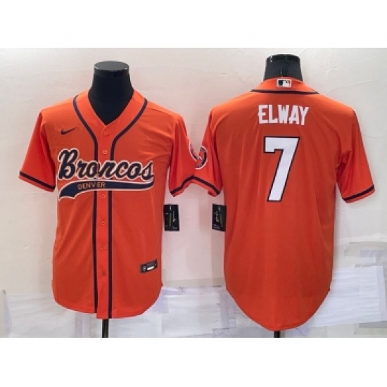 Men's Denver Broncos #7 John Elway Orange Stitched Cool Base Nike Baseball Jersey - Ujersey