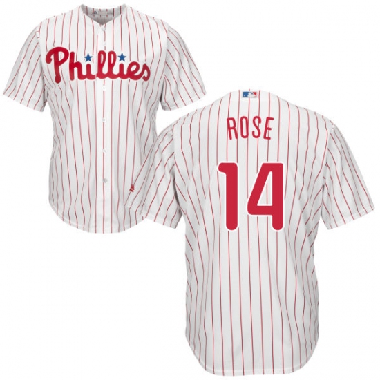 Youth Majestic Philadelphia Phillies #14 Pete Rose Replica White/Red Strip Home Cool Base MLB Jersey - Ujersey