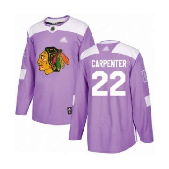 Men's Chicago Blackhawks #22 Ryan Carpenter Authentic Purple Fights Cancer Practice Hockey Jersey - Ujersey