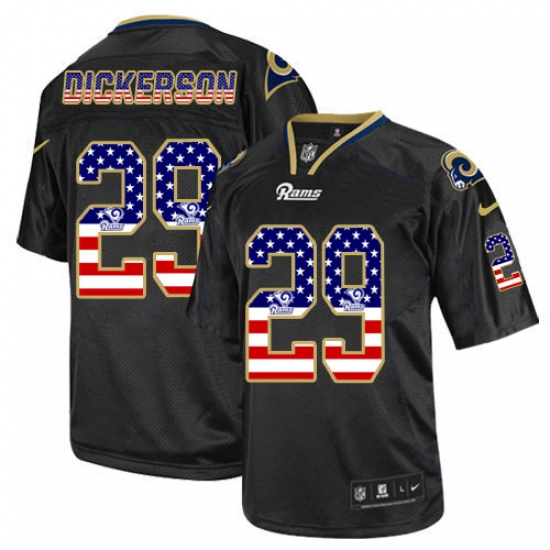 Men's Nike Los Angeles Rams #29 Eric Dickerson Elite Black USA Flag Fashion NFL Jersey - Ujersey