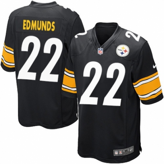 Men's Nike Pittsburgh Steelers #22 Terrell Edmunds Game Black Team Color NFL Jersey - Ujersey