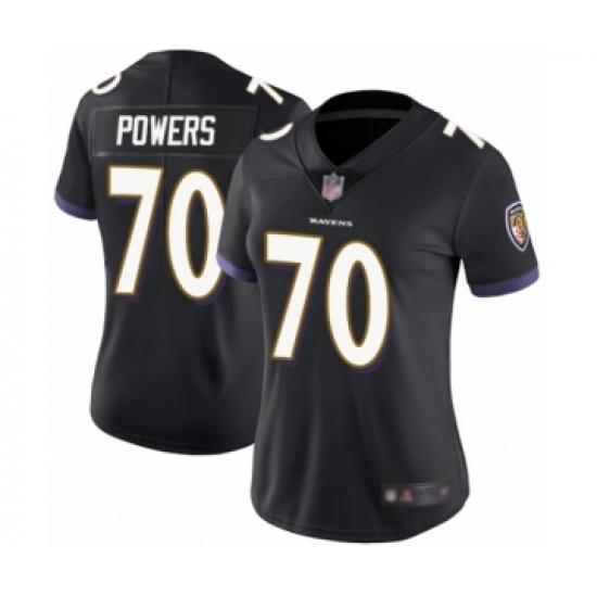 Women's Baltimore Ravens #70 Ben Powers Black Alternate Vapor Untouchable Limited Player Football Jersey - Ujersey