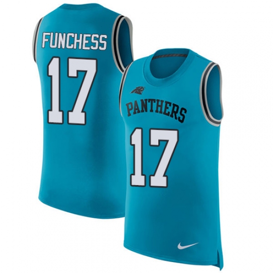 Men's Nike Carolina Panthers #17 Devin Funchess Limited Blue Rush Player Name & Number Tank Top NFL Jersey - Ujersey