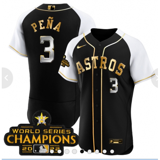 Men's Houston Astros #3 Jeremy Pena 2023 Black Serise Champions Base Stitched Jerseys - Ujersey