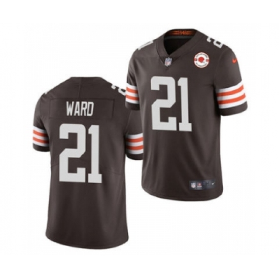 Men's Cleveland Browns #21 Denzel Ward 2021 Brown 75th Anniversary Patch Vapor Untouchable Limited Jersey - Ujersey