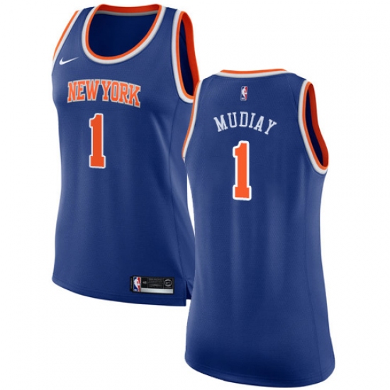 Women's Nike New York Knicks #1 Emmanuel Mudiay Swingman Royal Blue NBA Jersey - Icon Edition - Ujersey