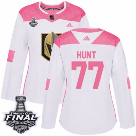 Women's Adidas Vegas Golden Knights #77 Brad Hunt Authentic White/Pink Fashion 2018 Stanley Cup Final NHL Jersey - Ujersey