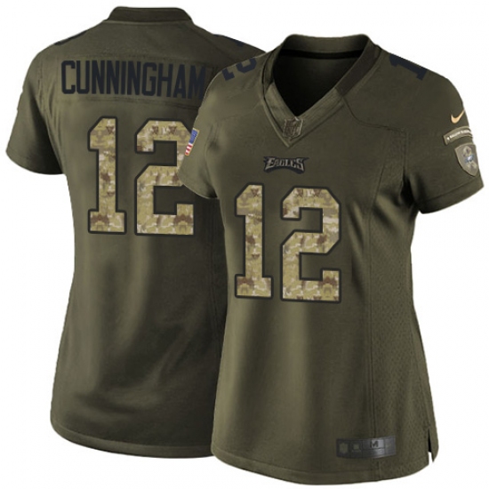 Women's Nike Philadelphia Eagles #12 Randall Cunningham Elite Green Salute to Service NFL Jersey - Ujersey