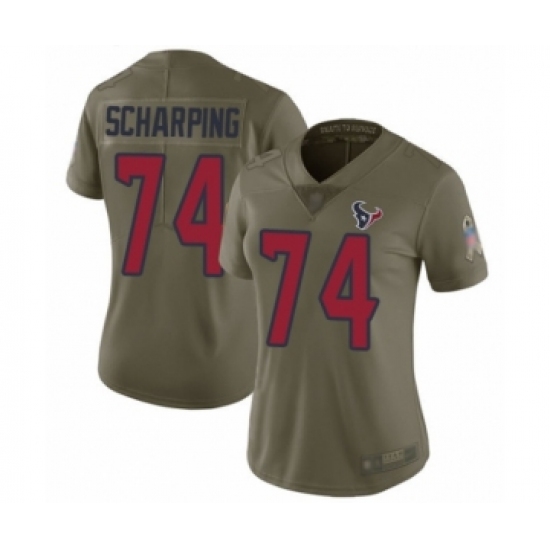 Women's Houston Texans #74 Max Scharping Limited Olive 2017 Salute to Service Football Jersey - Ujersey