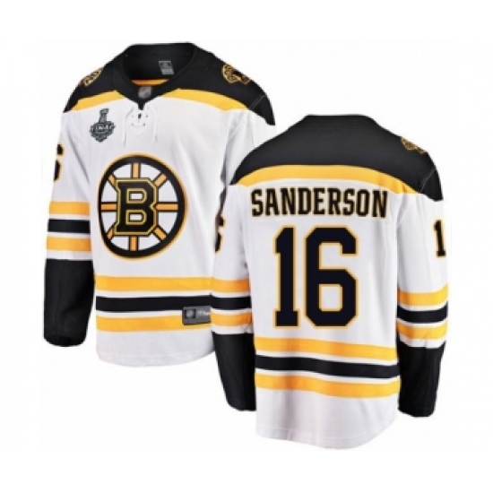 Youth Boston Bruins #16 Derek Sanderson Authentic White Away Fanatics Branded Breakaway 2019 Stanley Cup Final Bound Hockey Jersey - Ujersey